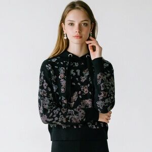 Zara Knit Embellished Rhinestone Hoodie Limited Edition